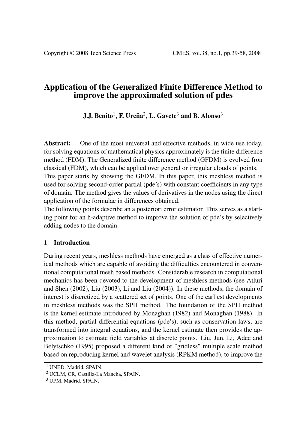 Application of the Generalized Finite Difference Method to Improve the Approximated Solution of Pdes