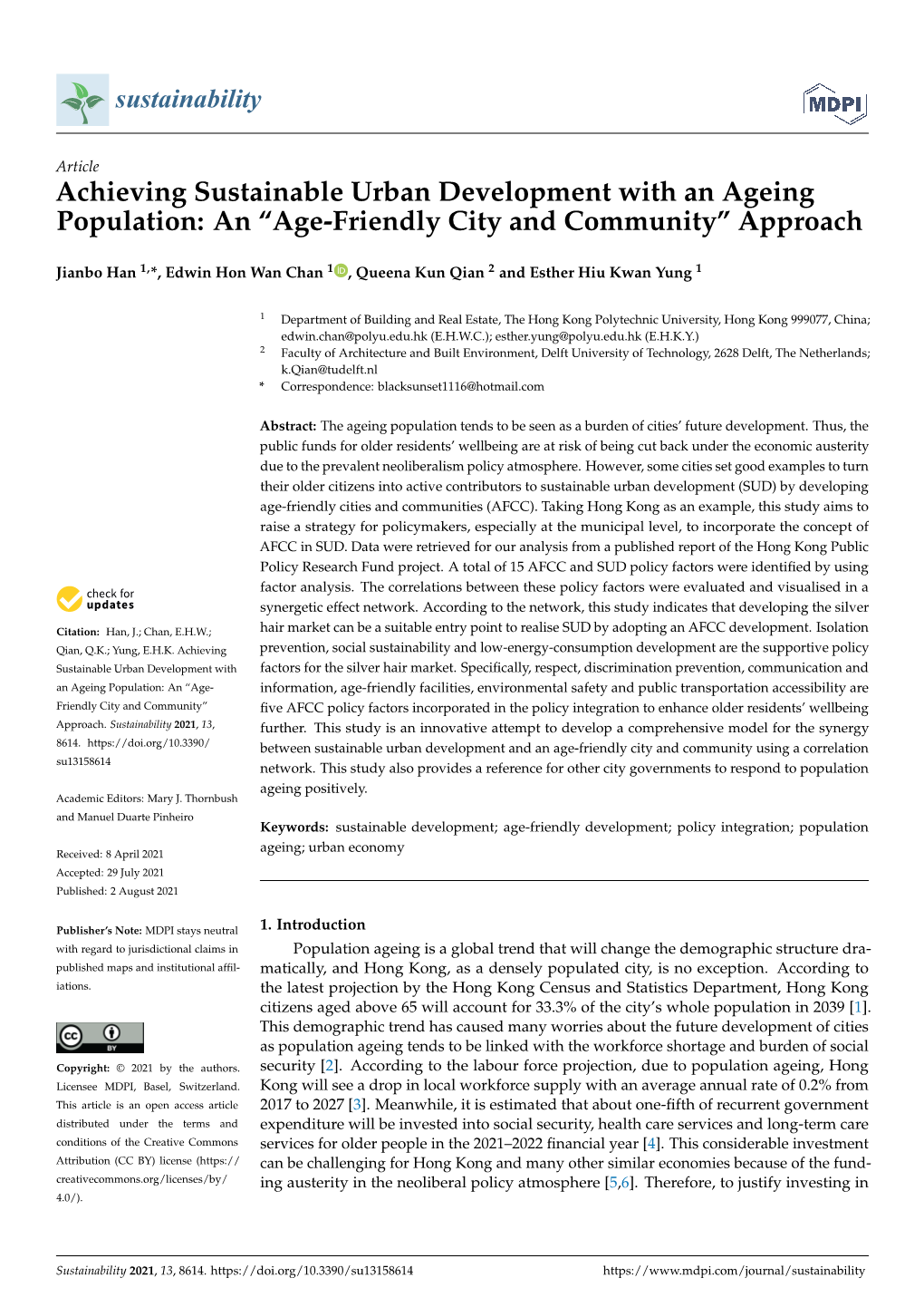 Age-Friendly City and Community” Approach