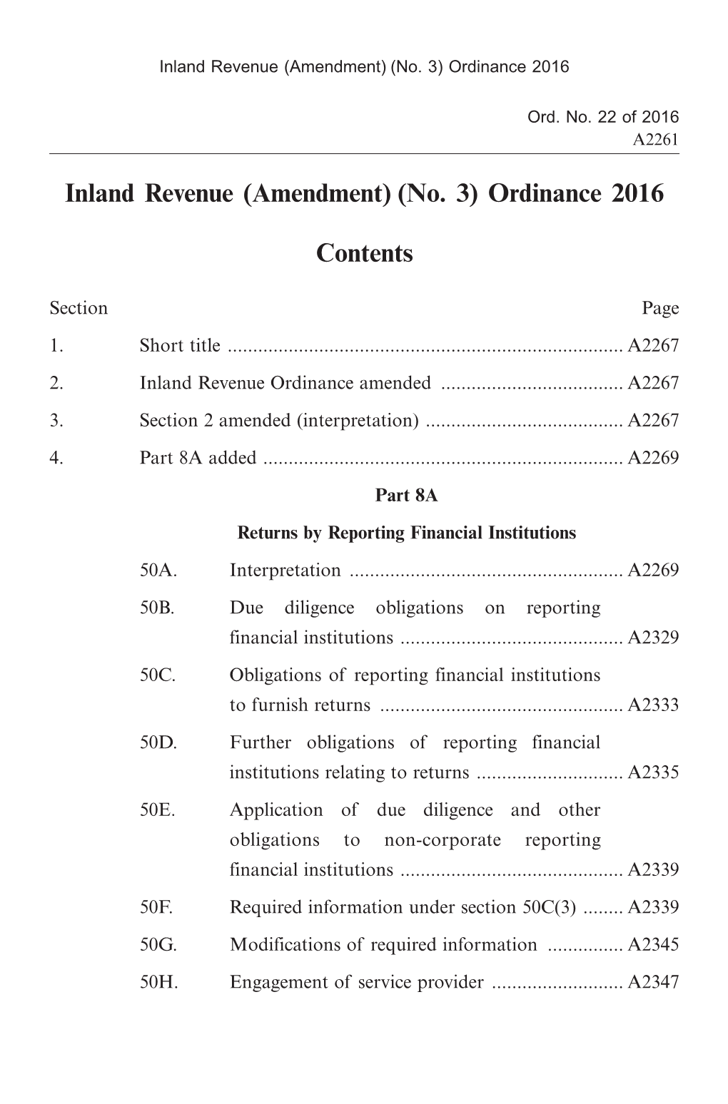 Inland Revenue (Amendment) (No. 3) Ordinance 2016 Contents
