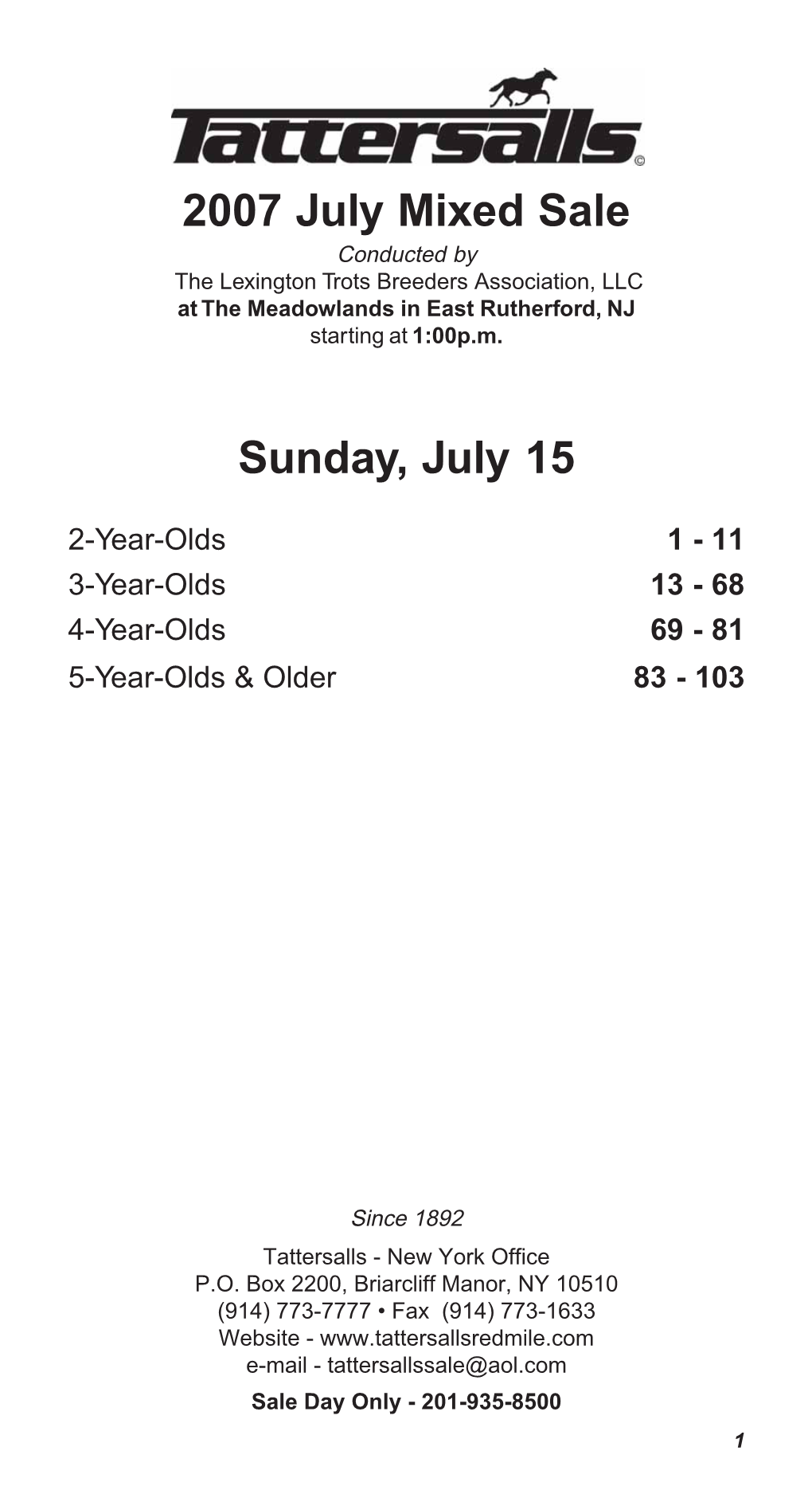 Tattersalls 2007 July Mixed Sale