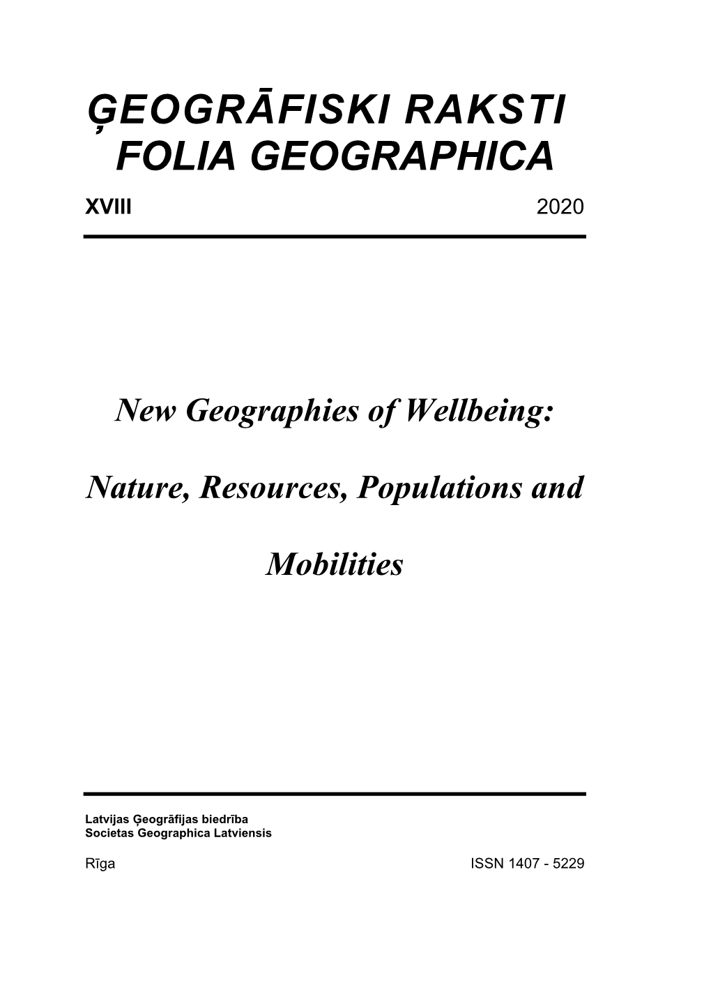 Ģeogrāfiski Raksti Folia Geographica