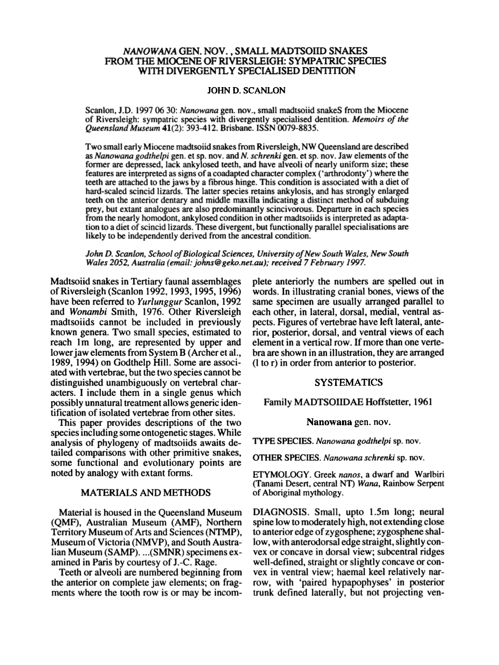 SYSTEMATICS Acters