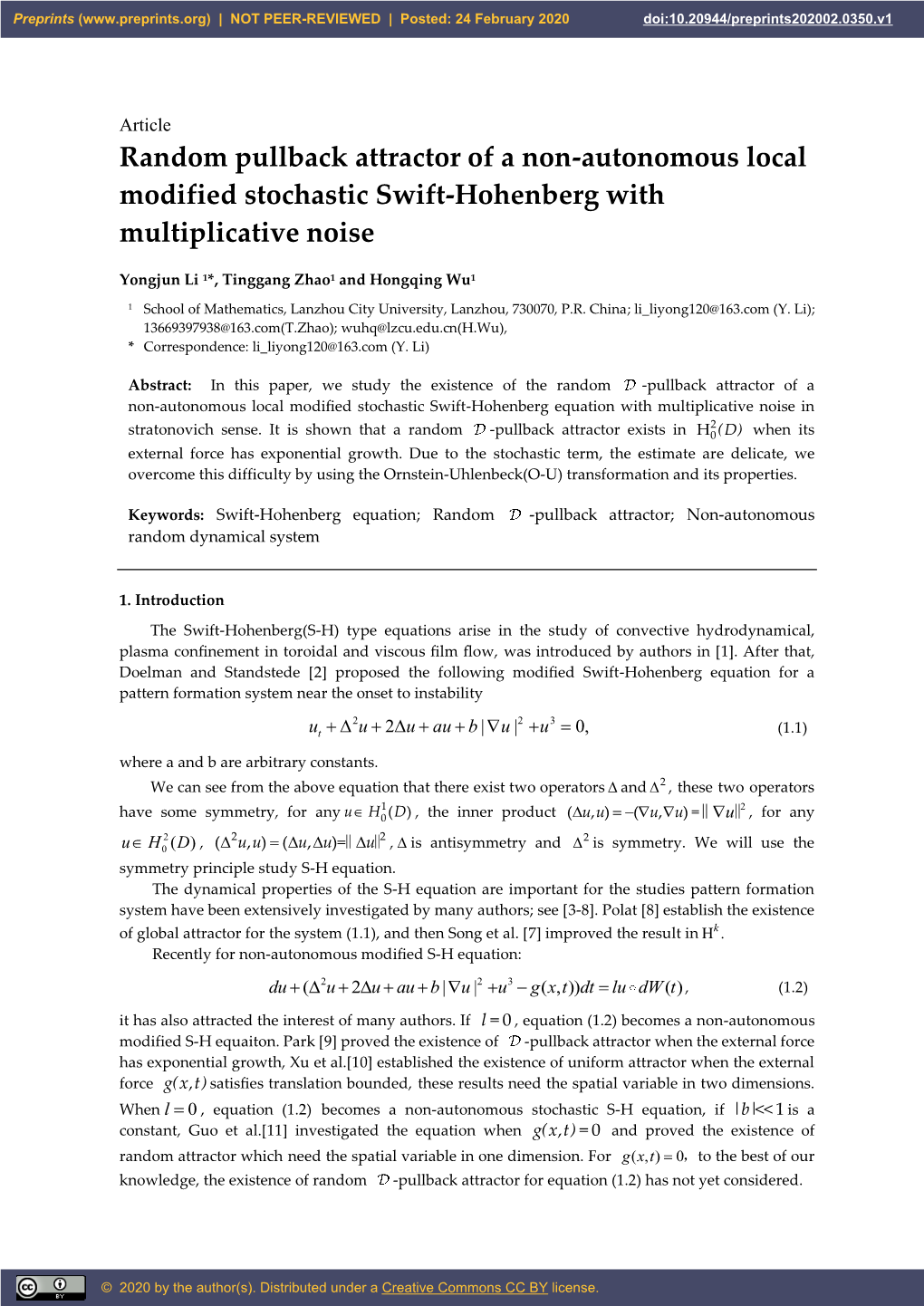 Random Pullback Attractor of a Non-Autonomous Local Modified Stochastic Swift-Hohenberg with Multiplicative Noise