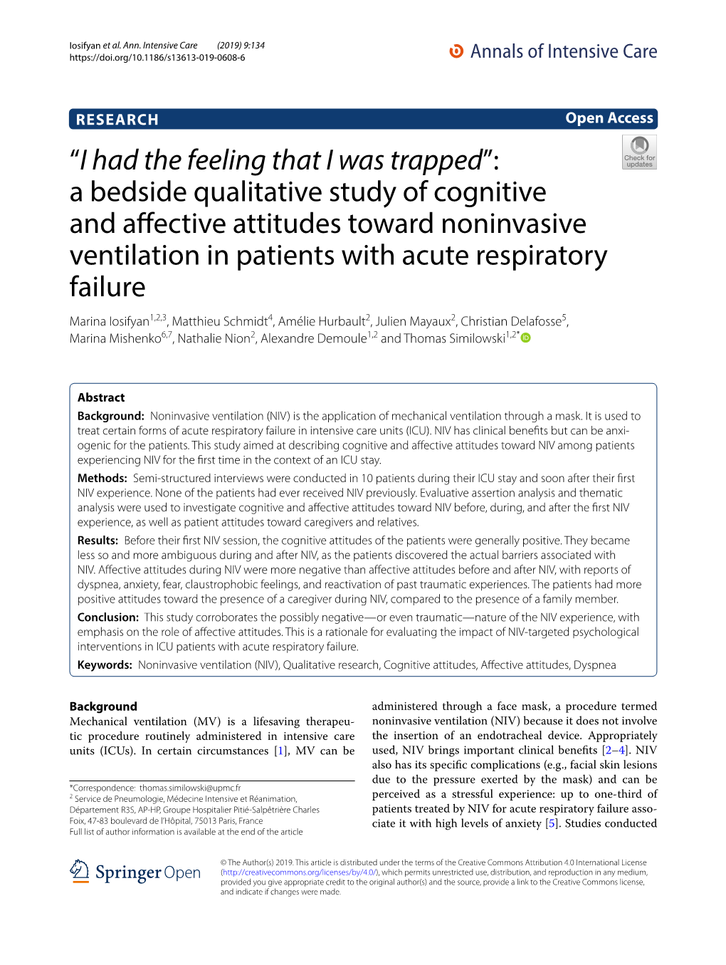 “I Had the Feeling That I Was Trapped”: a Bedside Qualitative Study of Cognitive and Affective Attitudes Toward Noninvasive