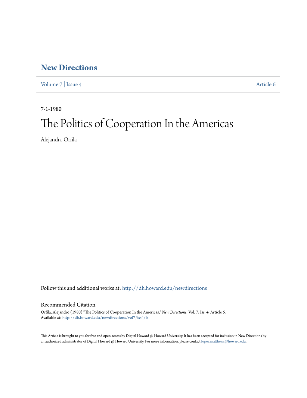 The Politics of Cooperation in the Americas