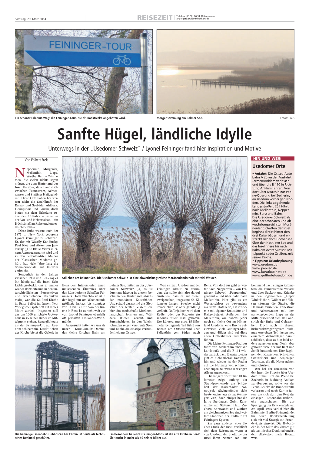Sanfte Hügel, Ländliche Idylle Unterwegs in Der „Usedomer Schweiz“ / Lyonel Feininger Fand Hier Inspiration Und Motive