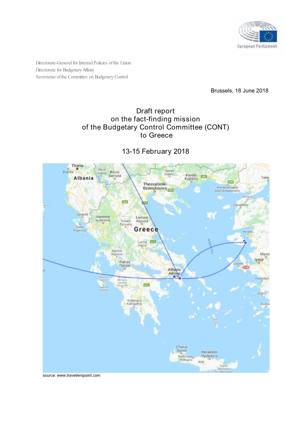 Draft Report on the Fact-Finding Mission of the Budgetary Control Committee (CONT) to Greece 13-15 February 2018