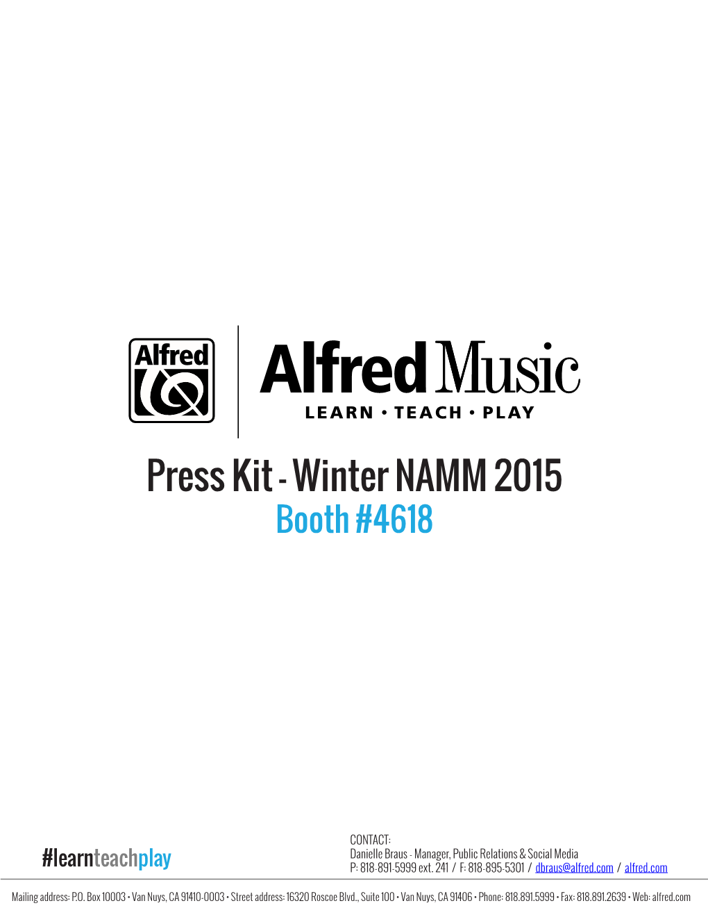 Press Kit – Winter NAMM 2015 Booth #4618