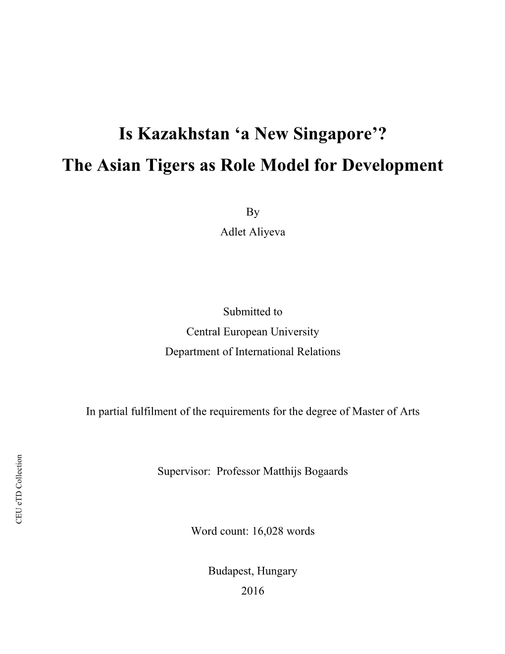 The Asian Tigers As Role Model for Development