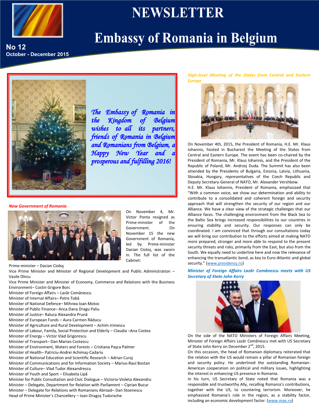 NEWSLETTER Embassy of Romania in Belgium