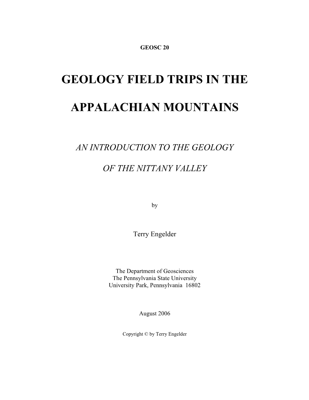 Geology Field Trips in the Appalachian Mountains