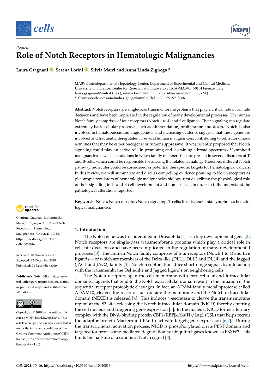 Role of Notch Receptors in Hematologic Malignancies