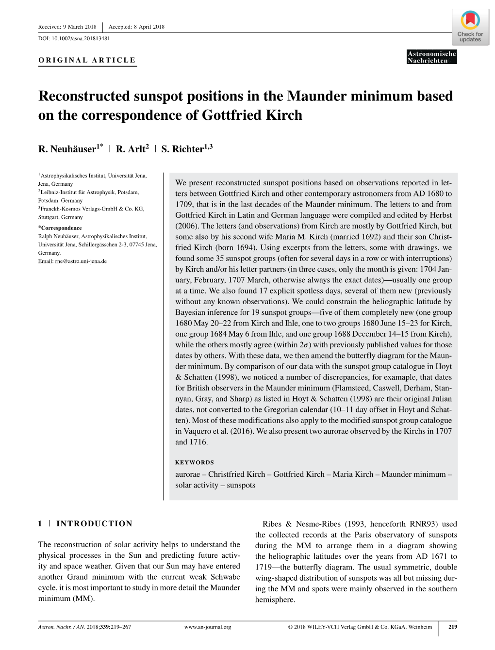 Reconstructed Sunspot Positions in the Maunder Minimum Based on the Correspondence of Gottfried Kirch