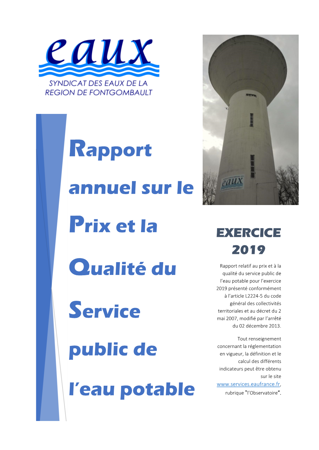 Rapport Annuel Sur Le Prix Et La Qualité Du Service Public De L'eau