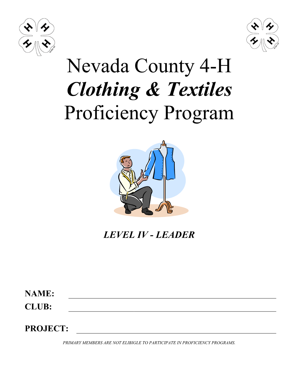 Nevada County 4-H Clothing and Textiles Proficiency