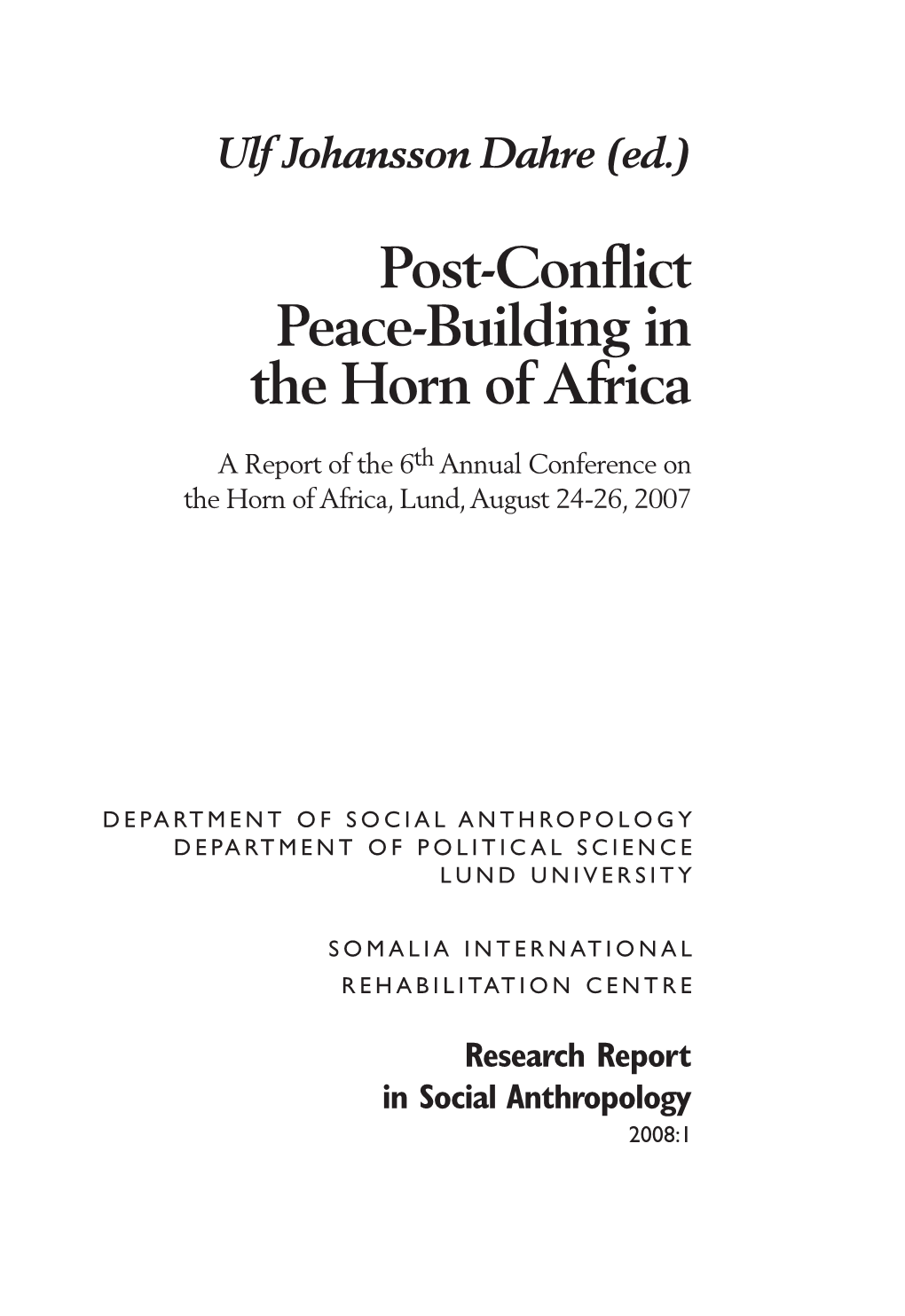 Post-Conflict Peace-Building in the Horn of Africa