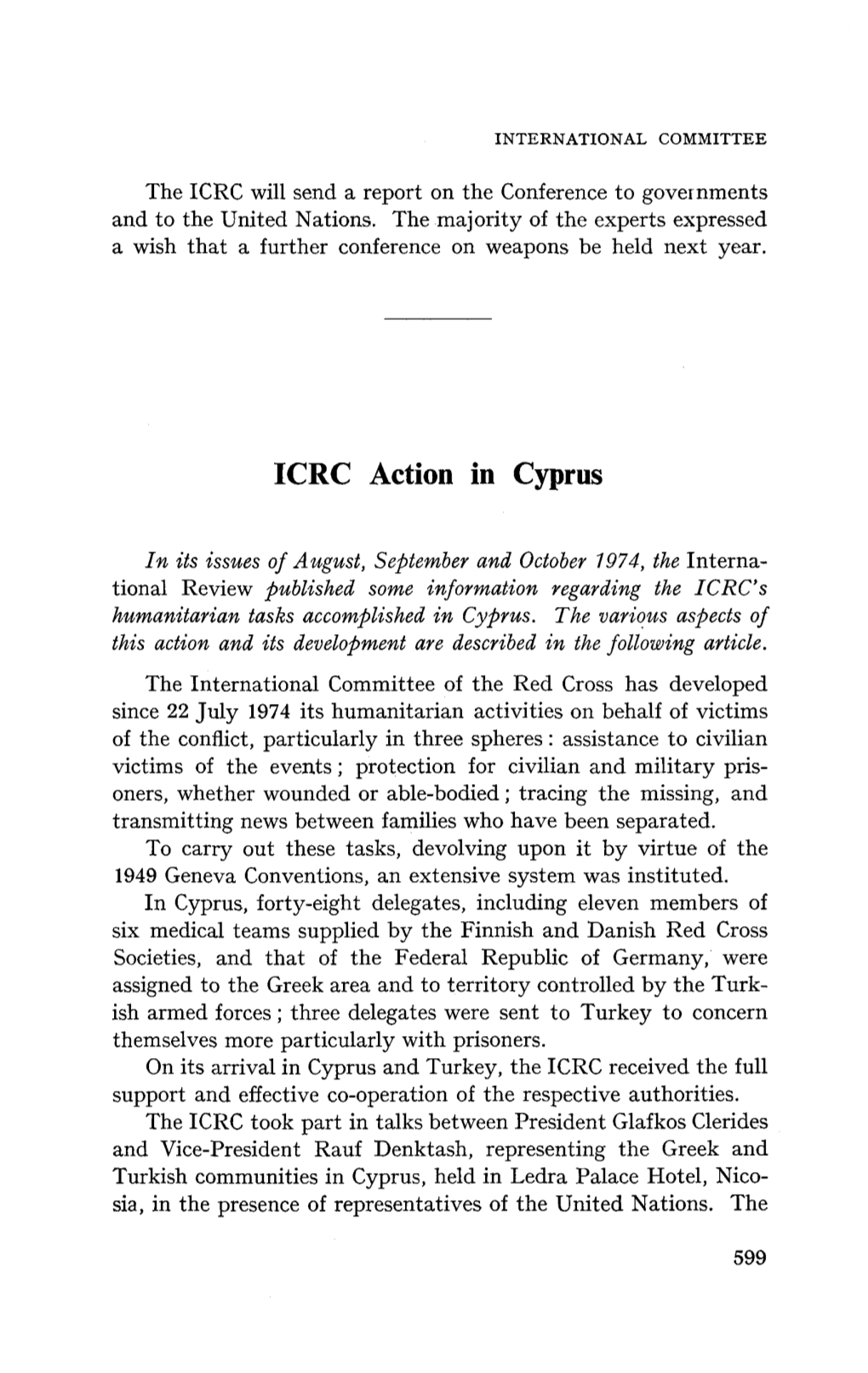 ICRC Action in Cyprus
