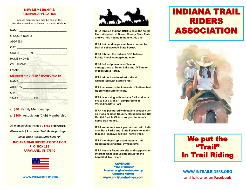 INDIANA TRAIL RIDERS ASSOCIATION Riders at National Trail Symposiums