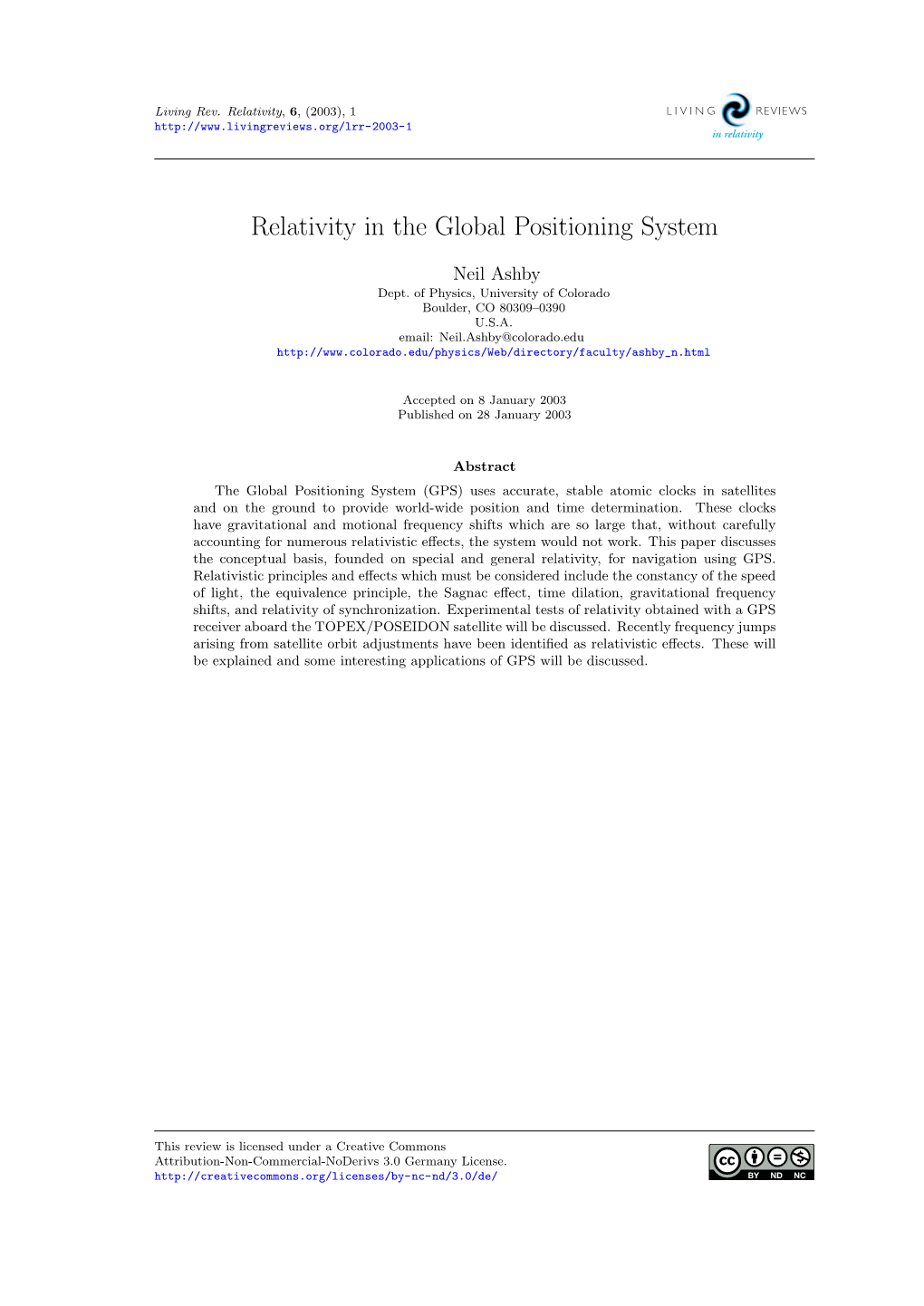 Relativity in the Global Positioning System