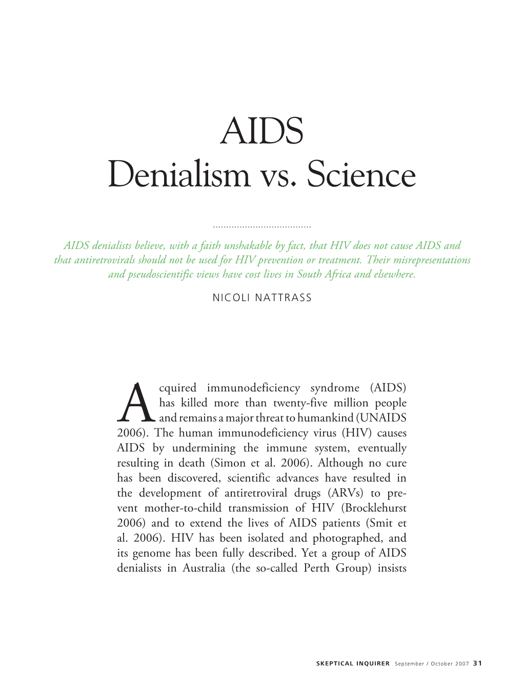AIDS Denialism Vs. Science