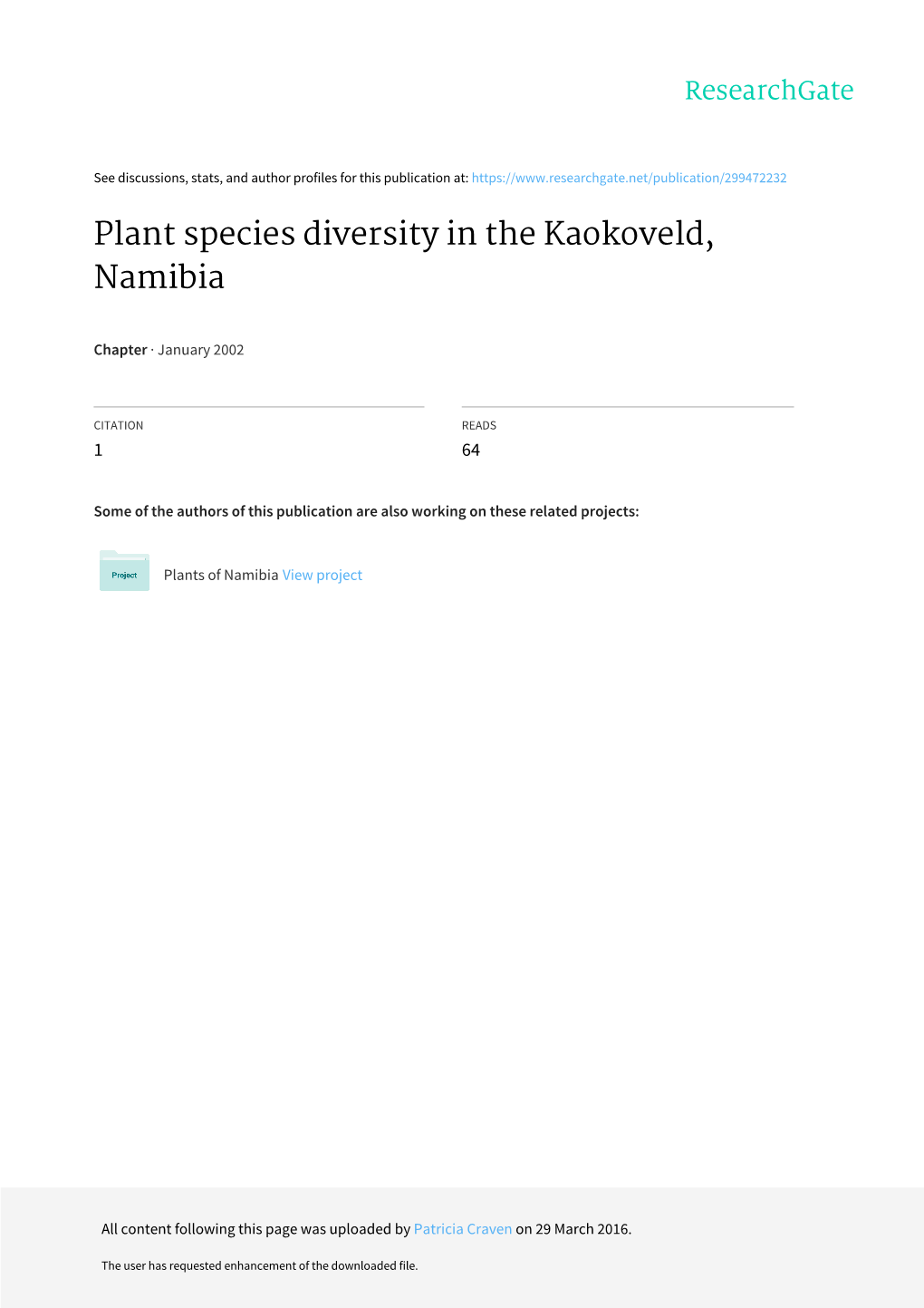 Plant Species Diversity in the Kaokoveld, Namibia