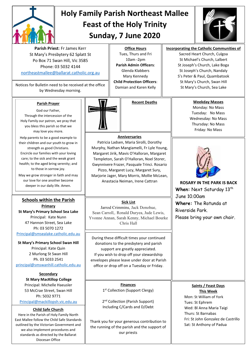 Holy Family Parish Northeast Mallee Feast of the Holy Trinity Sunday, 7 June 2020