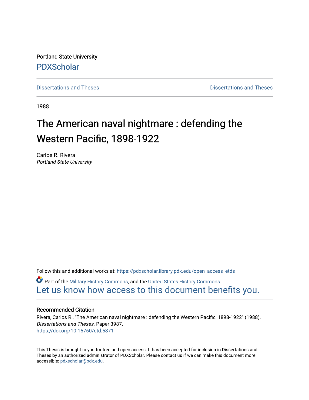 The American Naval Nightmare : Defending the Western Pacific, 1898-1922