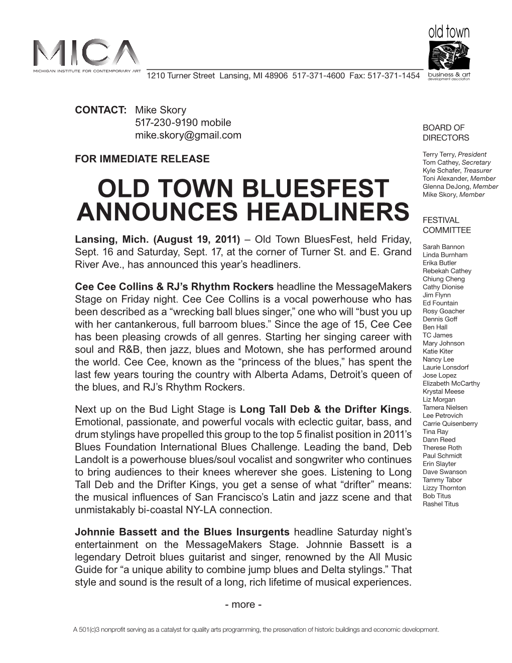 Old Town Bluesfest Announces Headliners