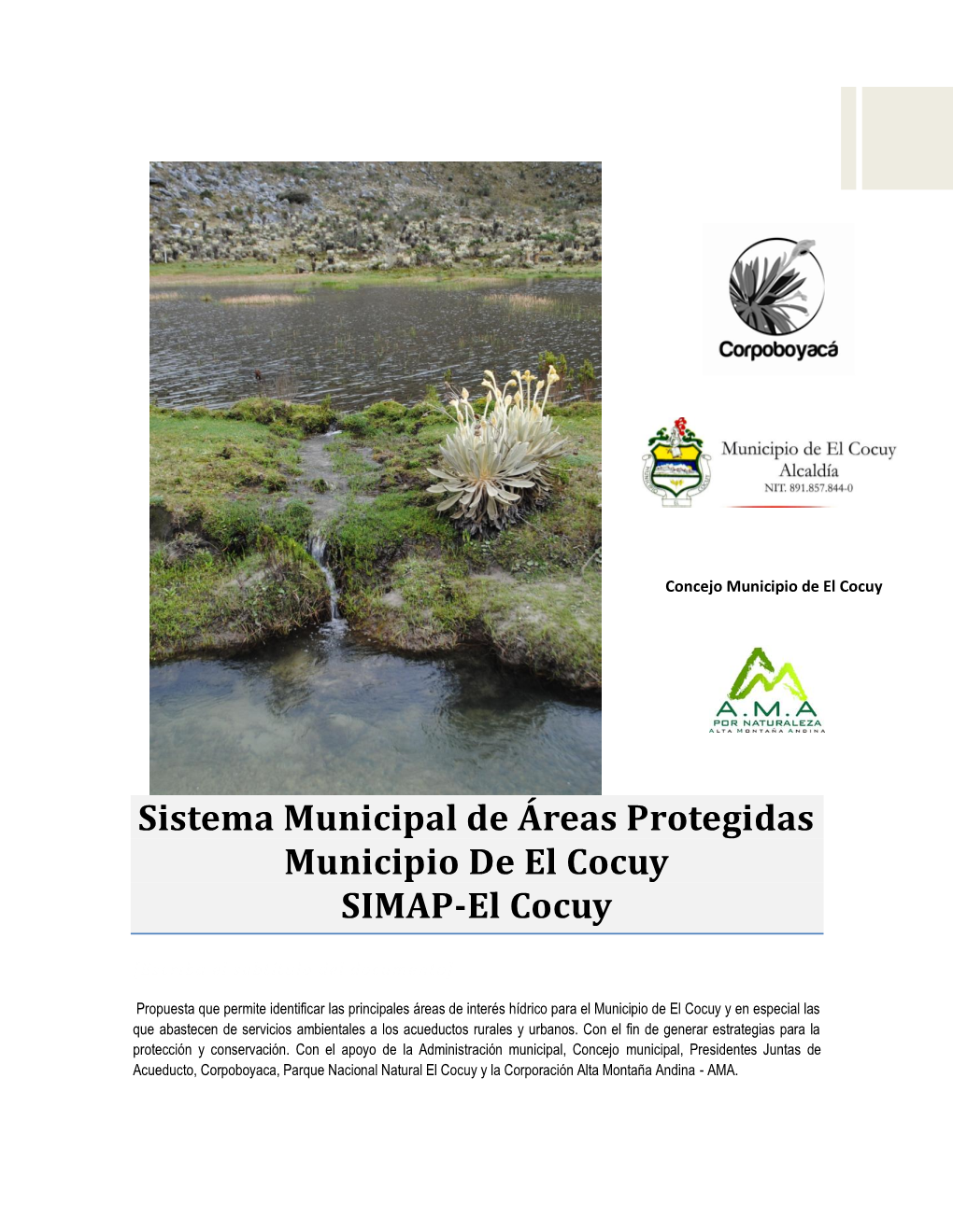 Sistema Municipal De Áreas Protegidas Municipio De El Cocuy SIMAP-El Cocuy