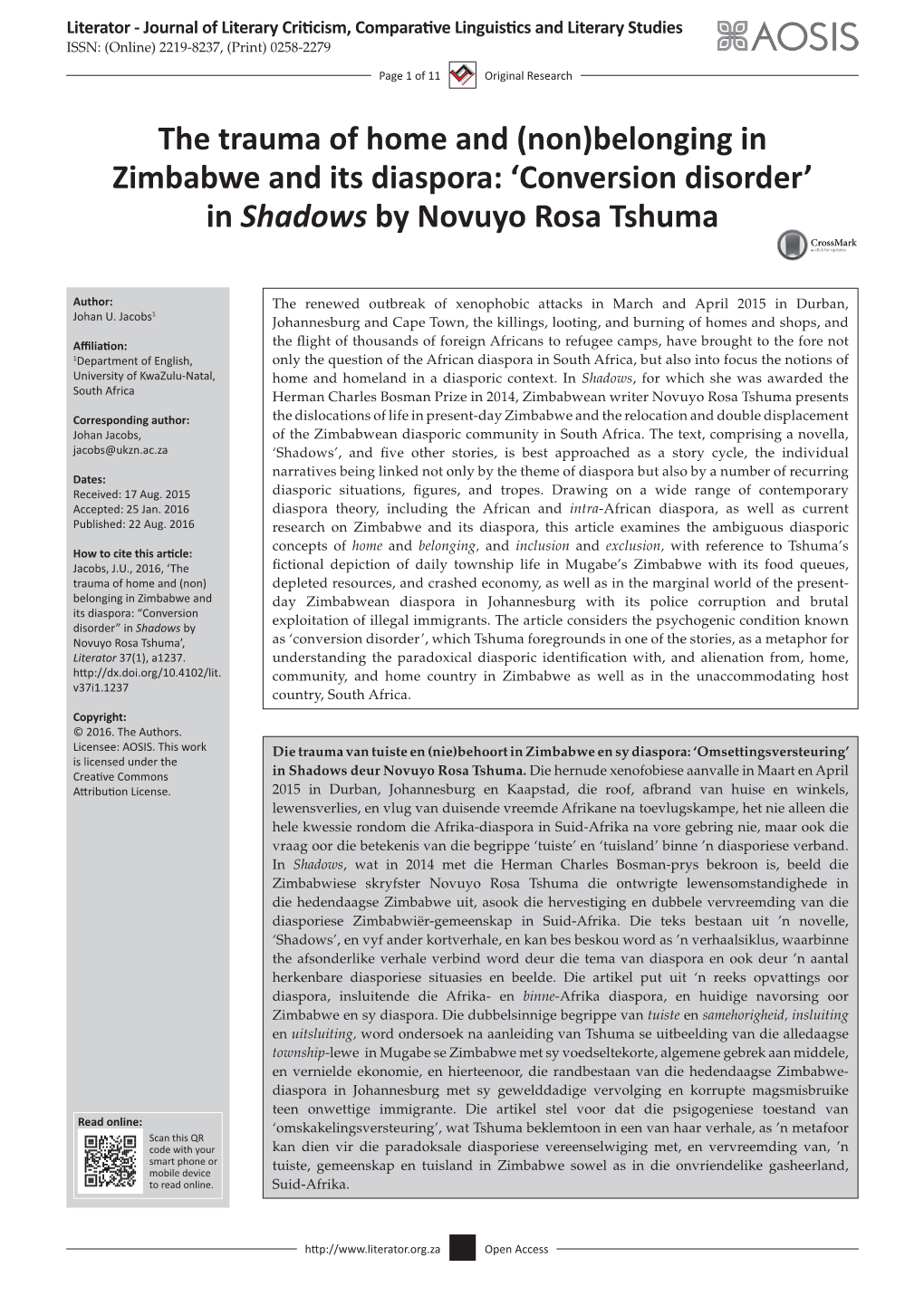 In Shadows by Novuyo Rosa Tshuma