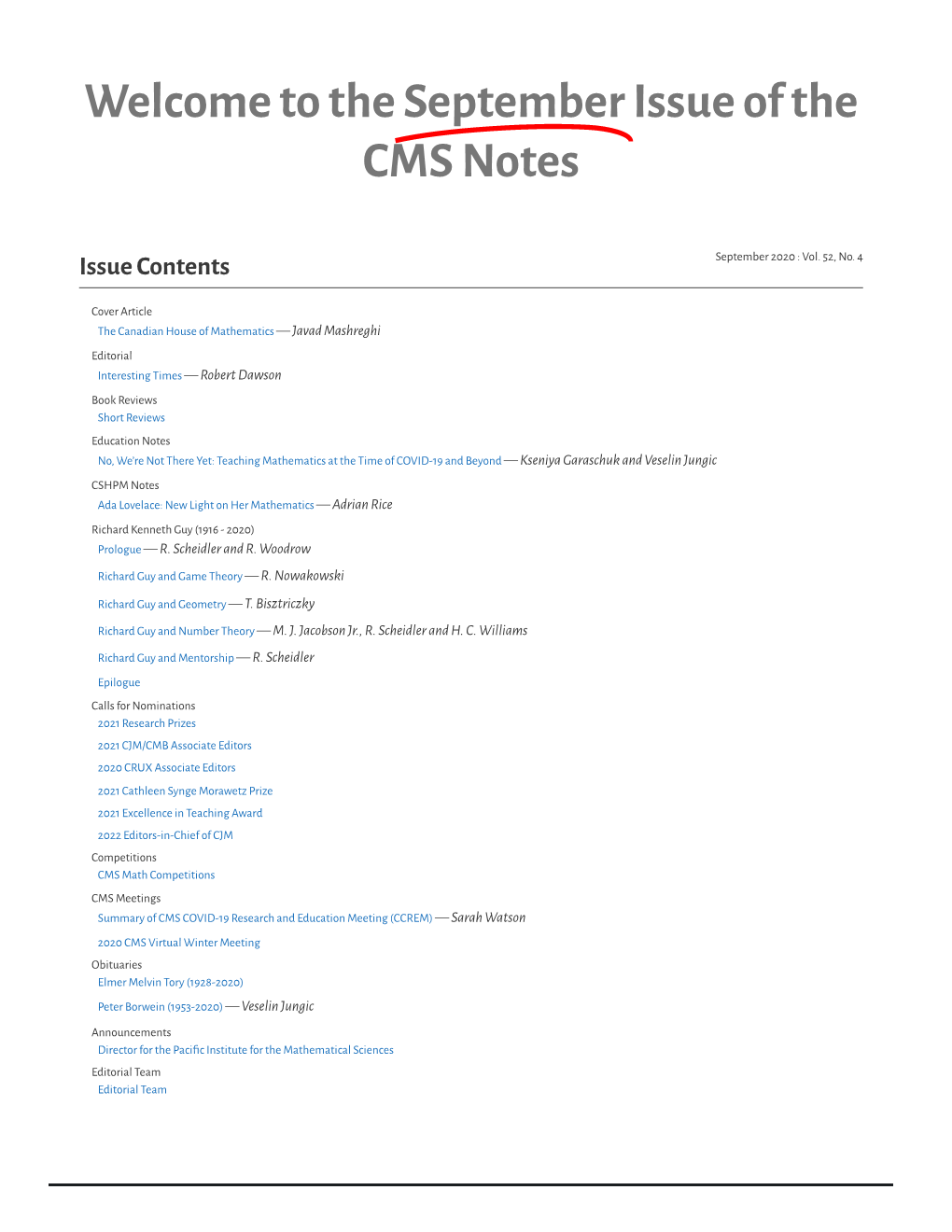 The Septemberissue of the CMS Notes