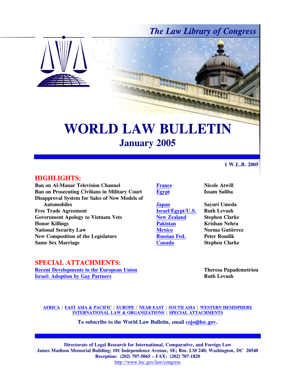 World Law Bulletin, January 2005