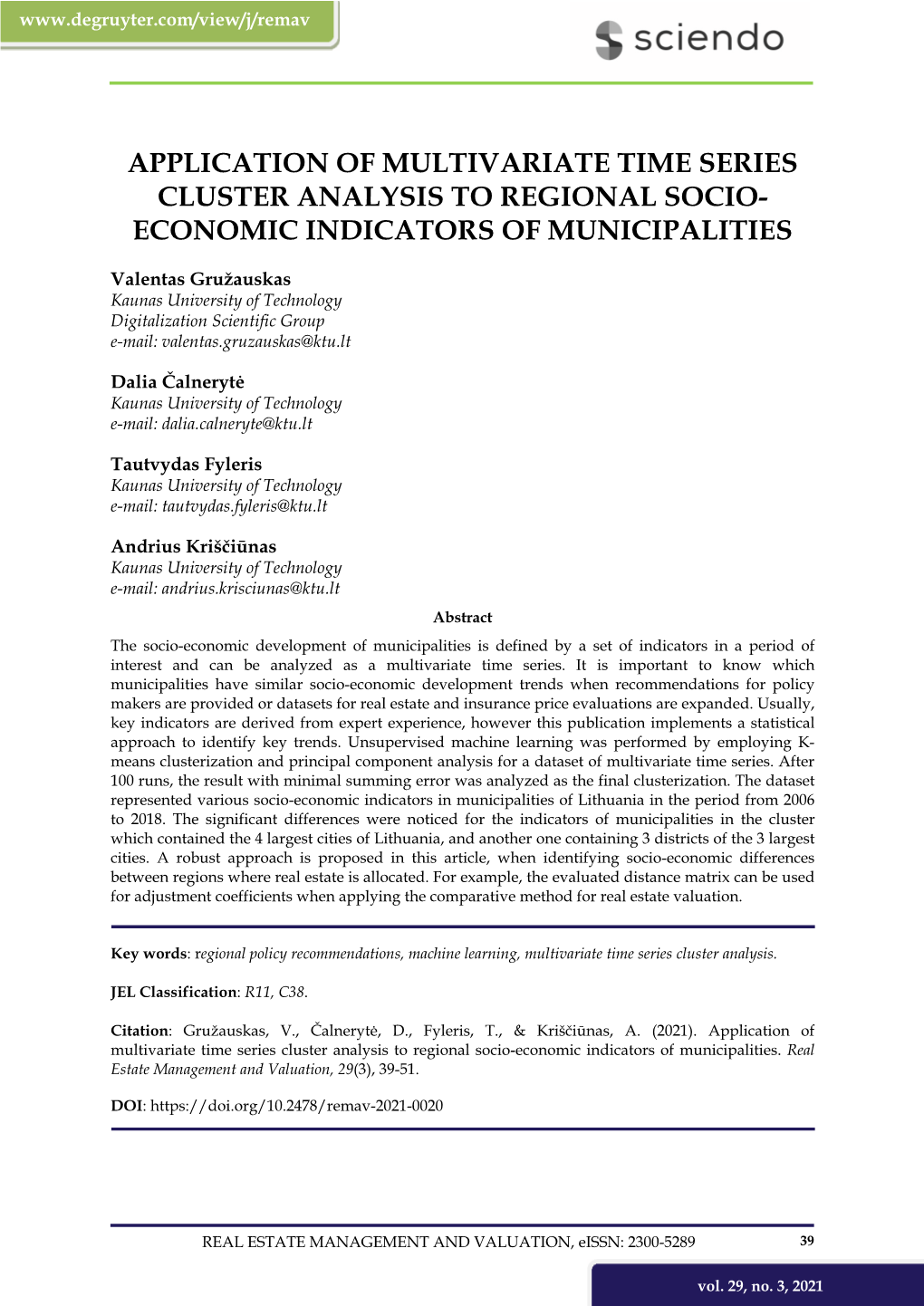 Economic Indicators of Municipalities