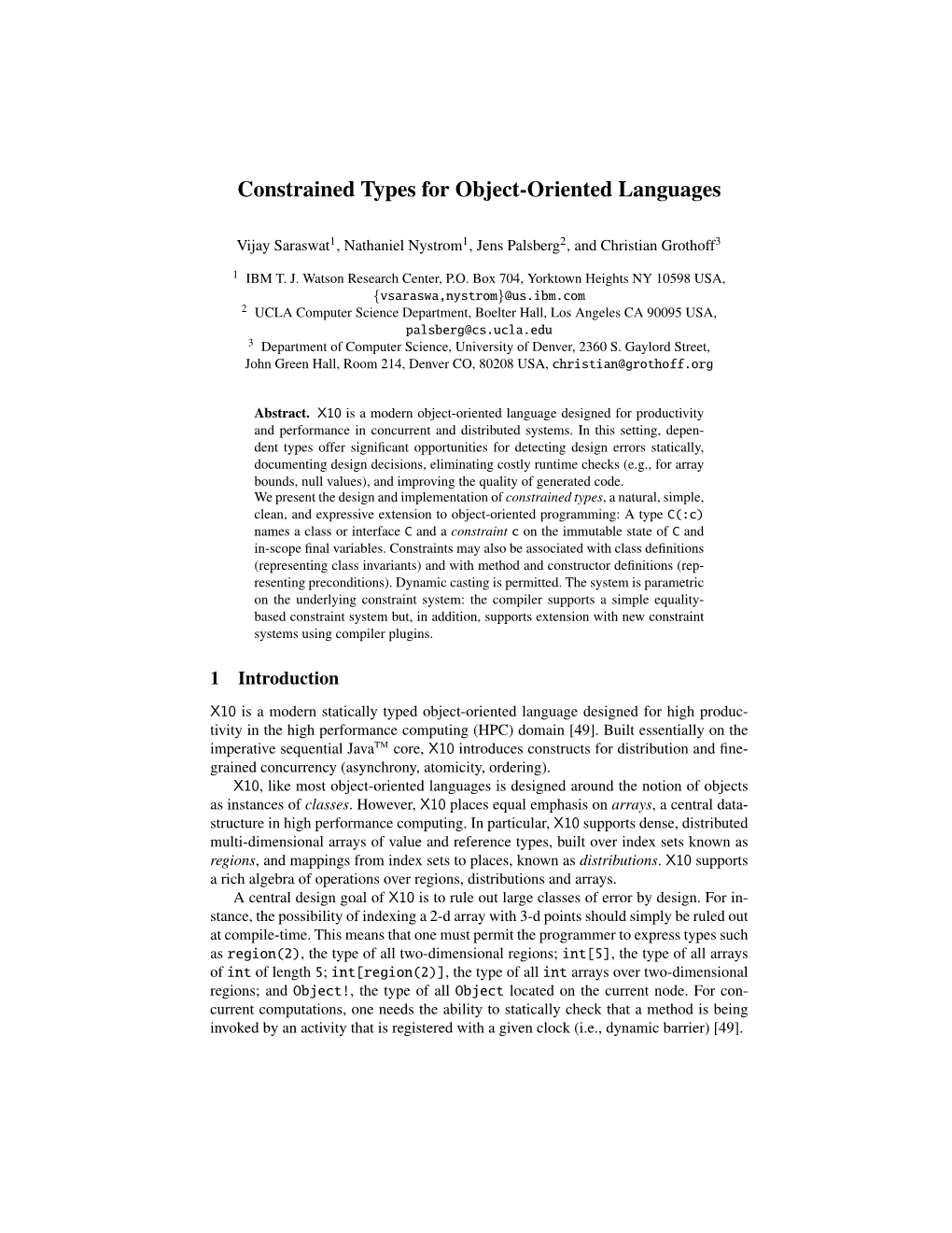 Constrained Types for Object-Oriented Languages