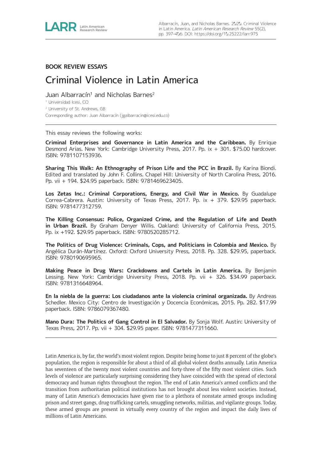 Criminal Violence in Latin America