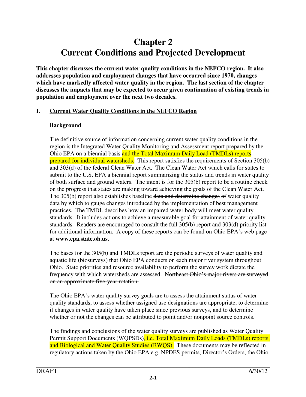 Chapter 2 Current Conditions and Projected Development