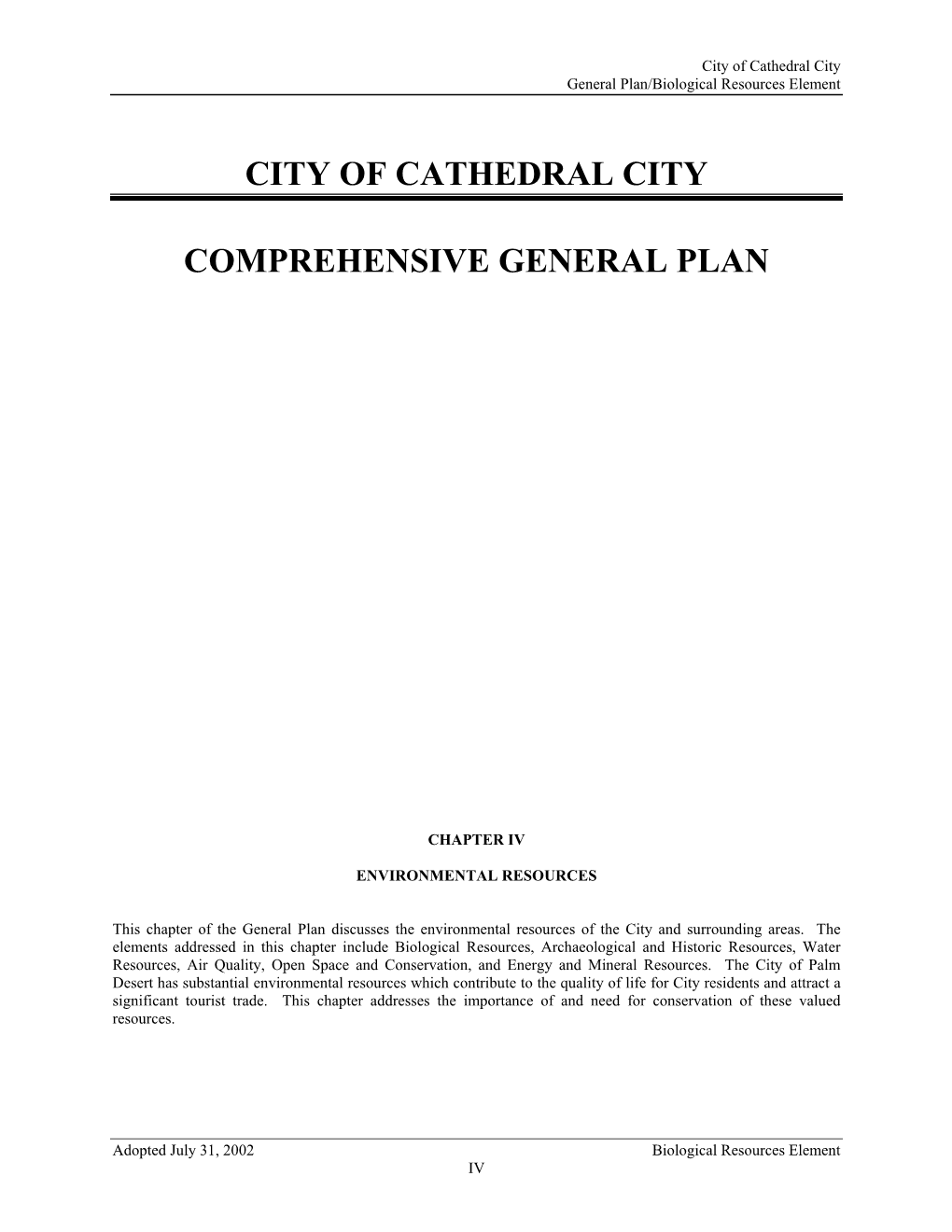 City of Cathedral City Comprehensive General Plan