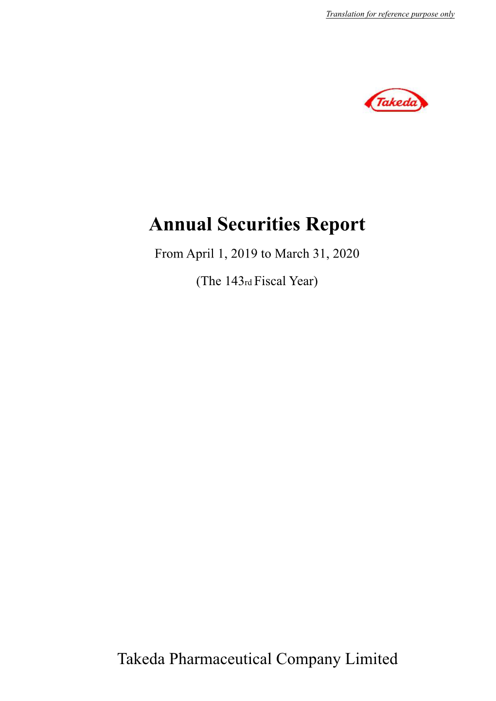 Annual Securities Report from April 1, 2019 to March 31, 2020