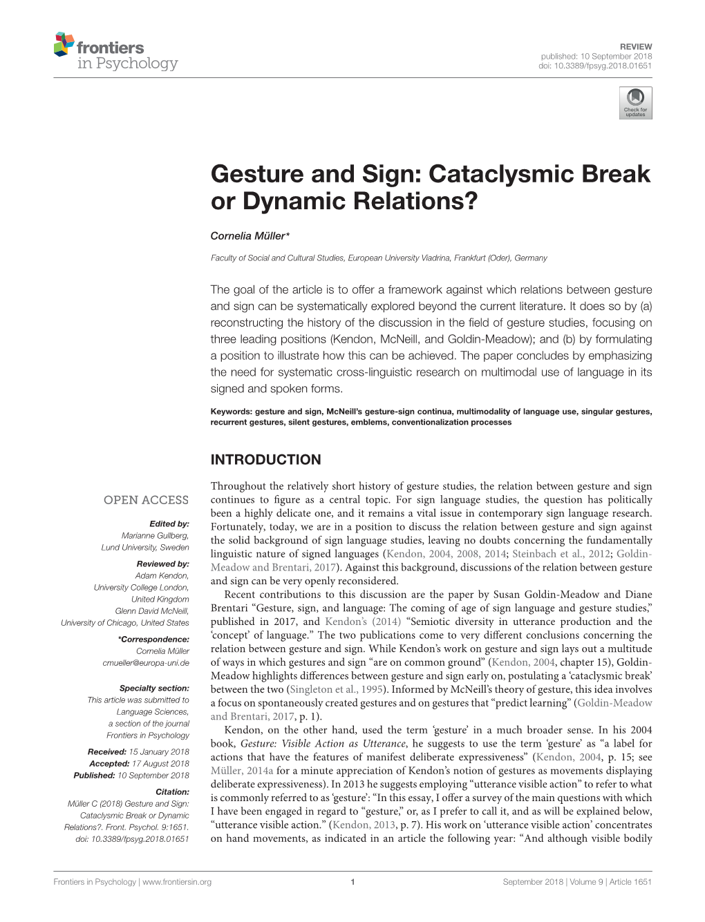 Gesture and Sign: Cataclysmic Break Or Dynamic Relations?