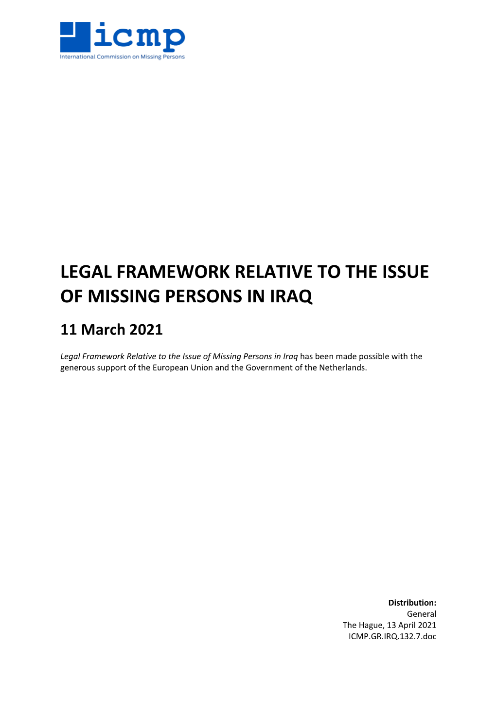 Legal Framework Relative to the Issue of Missing Persons in Iraq