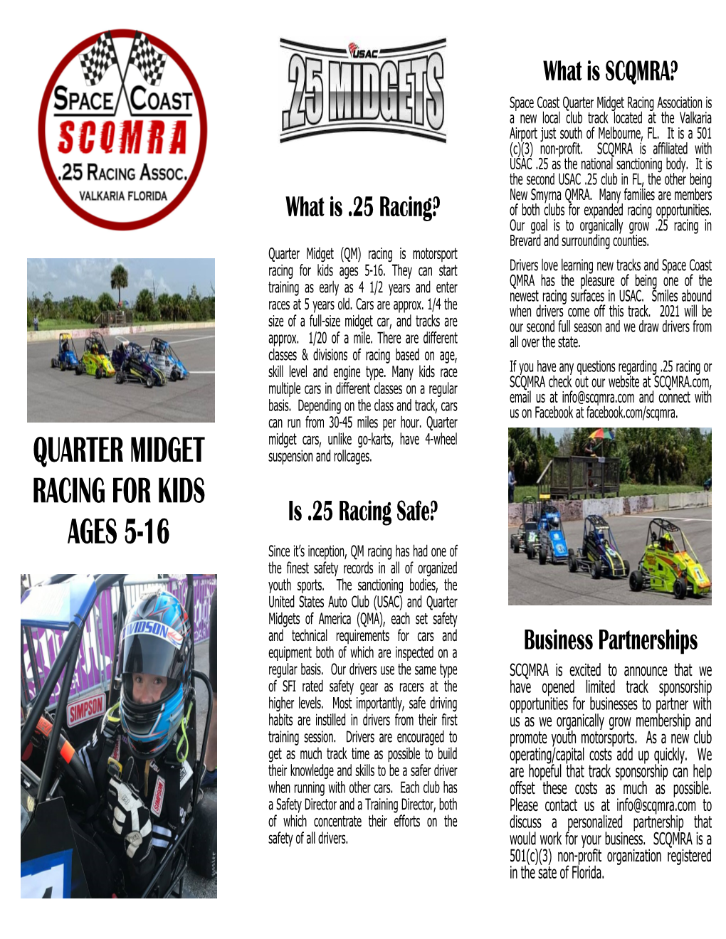 Quarter Midget Racing for Kids Ages 5-16