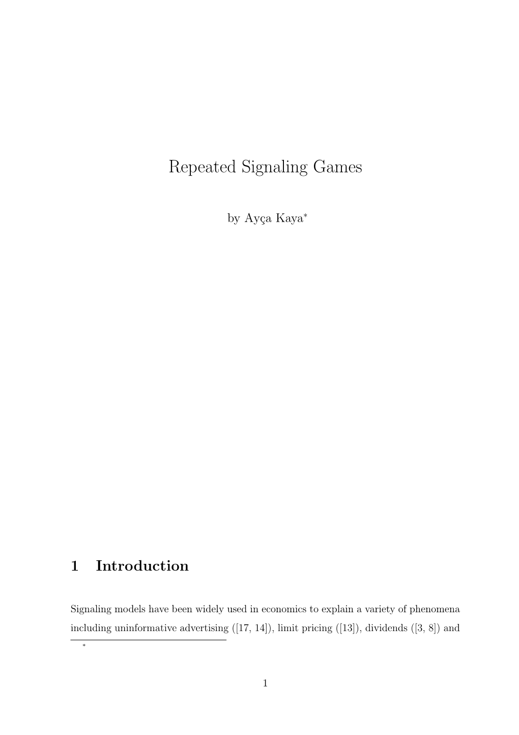 Repeated Signaling Games