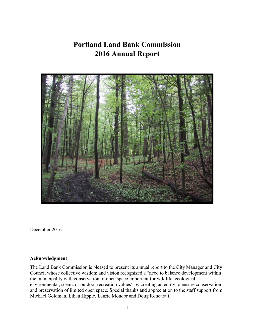 Portland Land Bank Commission 2016 Annual Report