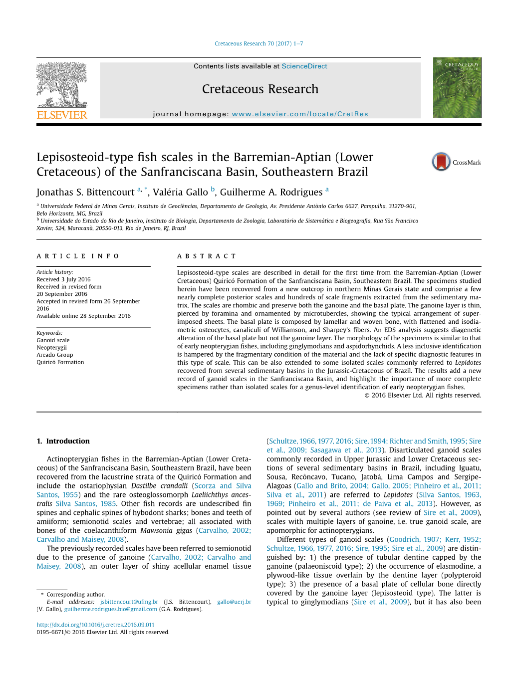 Lepisosteoid-Type Fish Scales in the Barremian-Aptian