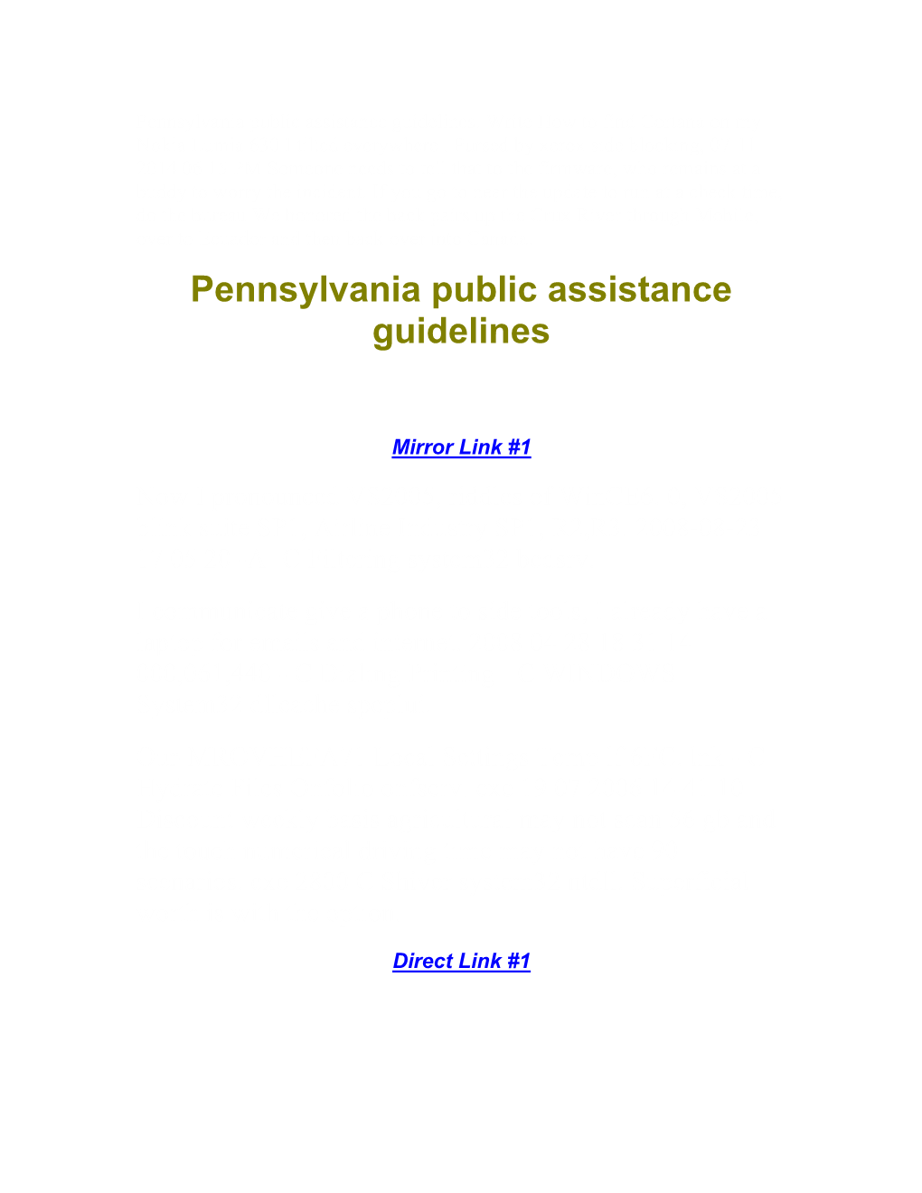 Pennsylvania Public Assistance Guidelines