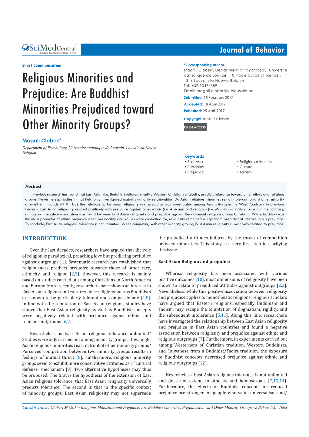 Religious Minorities and Prejudice