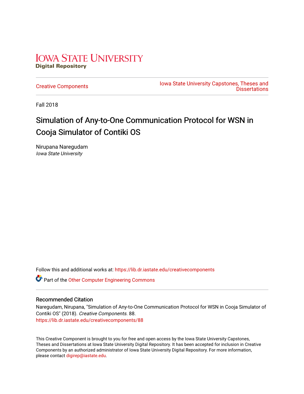 Simulation of Any-To-One Communication Protocol for WSN in Cooja Simulator of Contiki OS