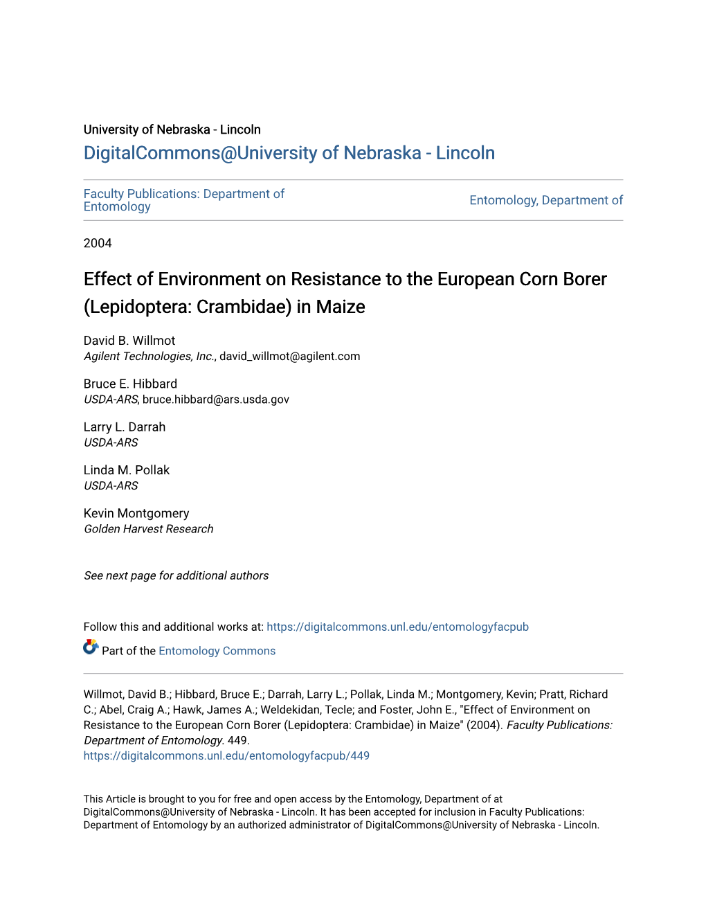 Effect of Environment on Resistance to the European Corn Borer (Lepidoptera: Crambidae) in Maize