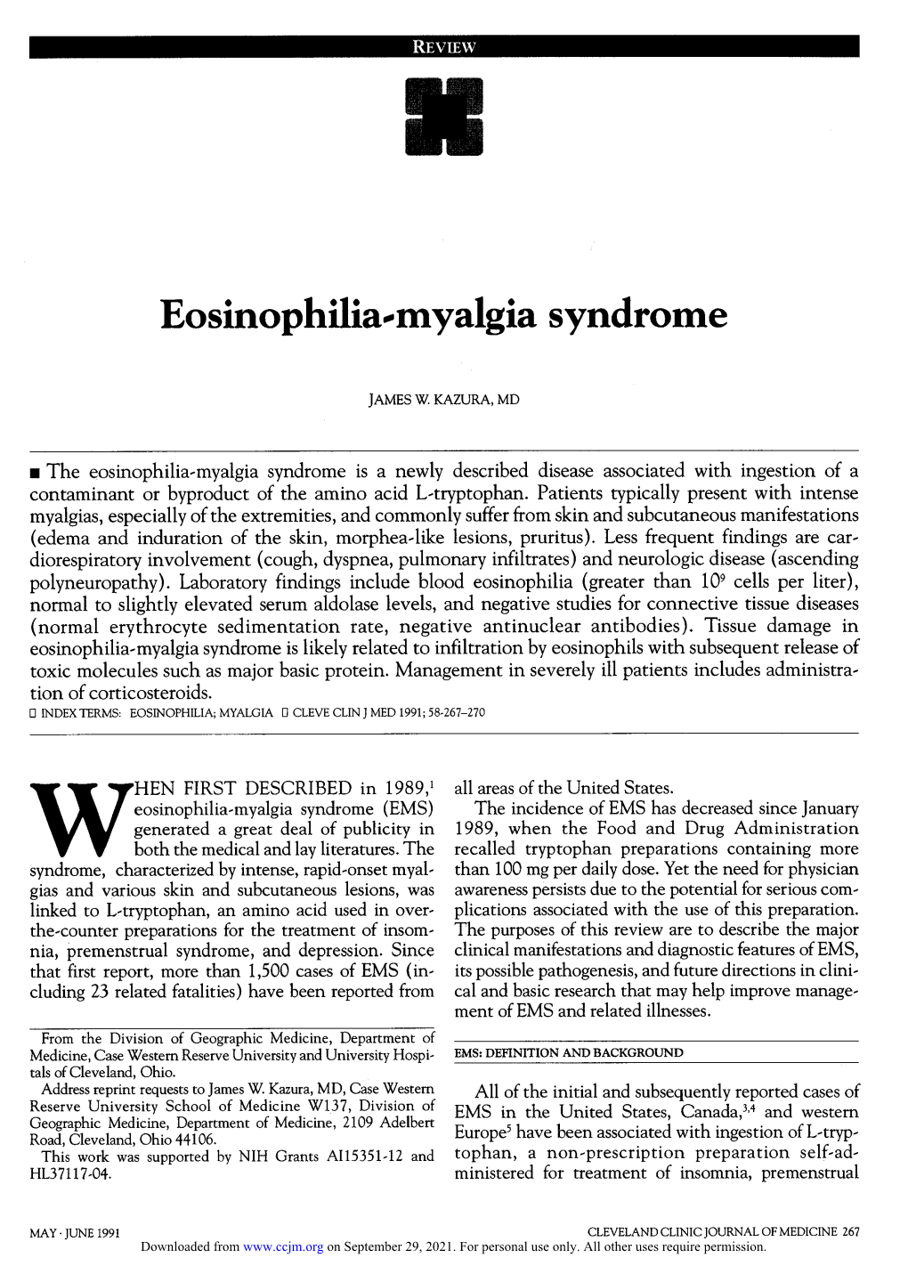 Eosinophilia-Myalgia Syndrome