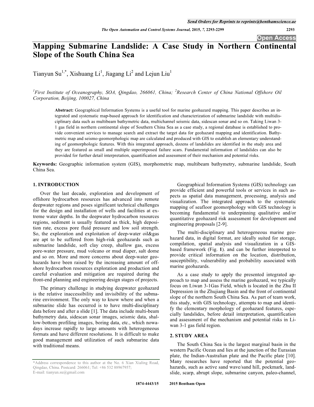 Mapping Submarine Landslide: a Case Study in Northern Continental Slope of the South China Sea